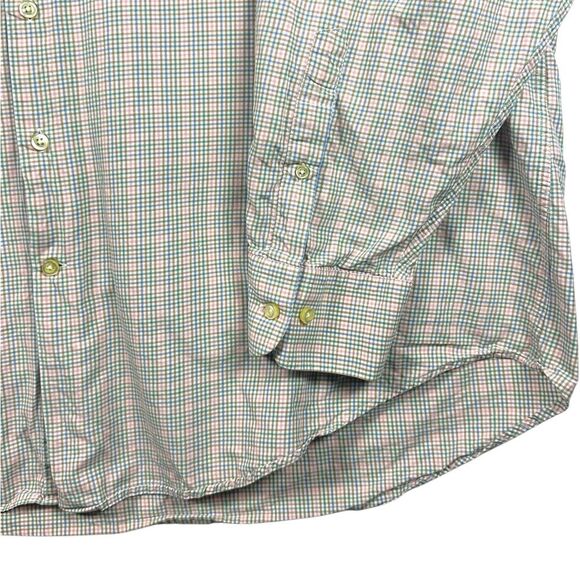 Peter Millar Shirt Mens 2XL Green Pink Blue Plaid Check Summer Comfort Button - Picture 2 of 9